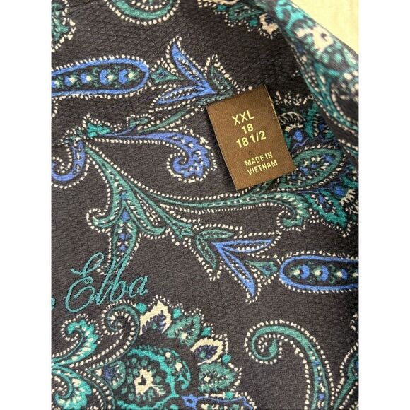 Tasso Elba midnight blue paisley 100% cotton button down shirt - XXL - Picture 4 of 8